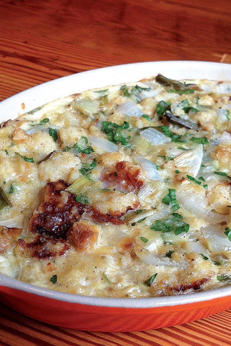 Green Onion Bread Pudding