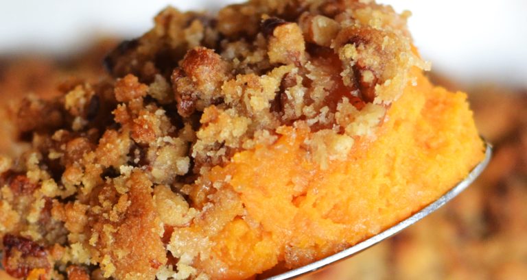Sweet Potato Casserole with Certified SC Pecan Crumble Topping Ingredients