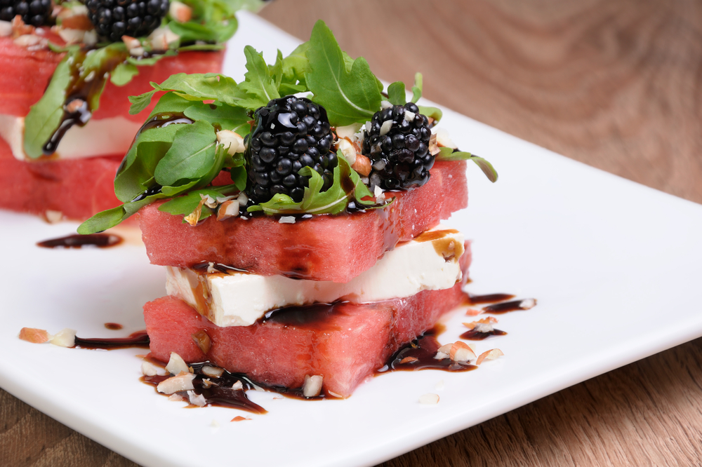 Grilled Watermelon Feta Stacked Salads