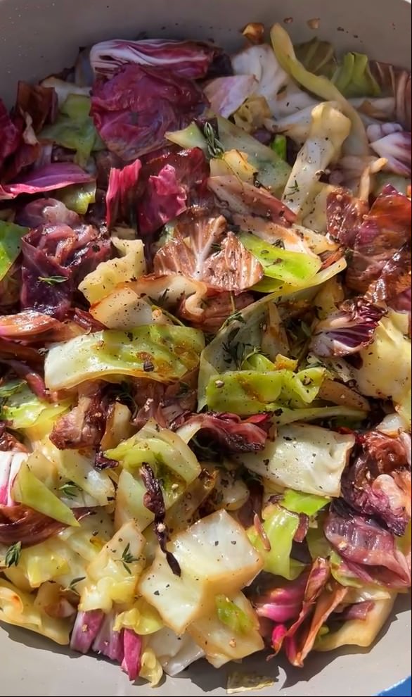 Butter Braised Cabbage and Radicchio